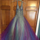 Purple Gorgeous Fashion V-neck Elegant Exquisite Beaded Long Tulle Ball Gown Evening Dress gh3490