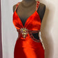 Red gorgeous shiny fashion exquisite beaded backless long elegant satin floor-length train prom dress evening dress gh3545
