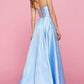 Blau mode elegante exquisite perle perlen lange satin ballkleid abendkleid gh3308