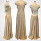 Robe de soirée longue en satin style victorien champagne, broderie florale exquise, bretelles spaghetti, dos nu, robe de bal, gh3924