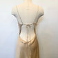 Robe de soirée longue en satin style victorien champagne, broderie florale exquise, bretelles spaghetti, dos nu, robe de bal, gh3924