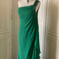💚Grünes, perlenbesetztes Vintage-Kleid mit einer Schulter, stilvolles langes Chiffon-Kleid für Hochzeitsgäste, Ballkleid, Abendkleid, Gatsby-Beauty-Partykleid, gh4391