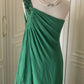 💚Grünes, perlenbesetztes Vintage-Kleid mit einer Schulter, stilvolles langes Chiffon-Kleid für Hochzeitsgäste, Ballkleid, Abendkleid, Gatsby-Beauty-Partykleid, gh4391