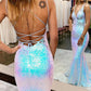 Lavender fashion V-neck shiny sequins long prom dress evening gown gh2256