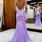 Lavender fashion V-neck shiny sequins long prom dress evening gown gh2256