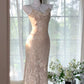 Rosa geblümtes Ballkleid, langes Chiffon-Date-Kleid, Abendkleid, Geburtstagskleid, Hochzeitskleid, Stil, Kernästhetik, gh4530
