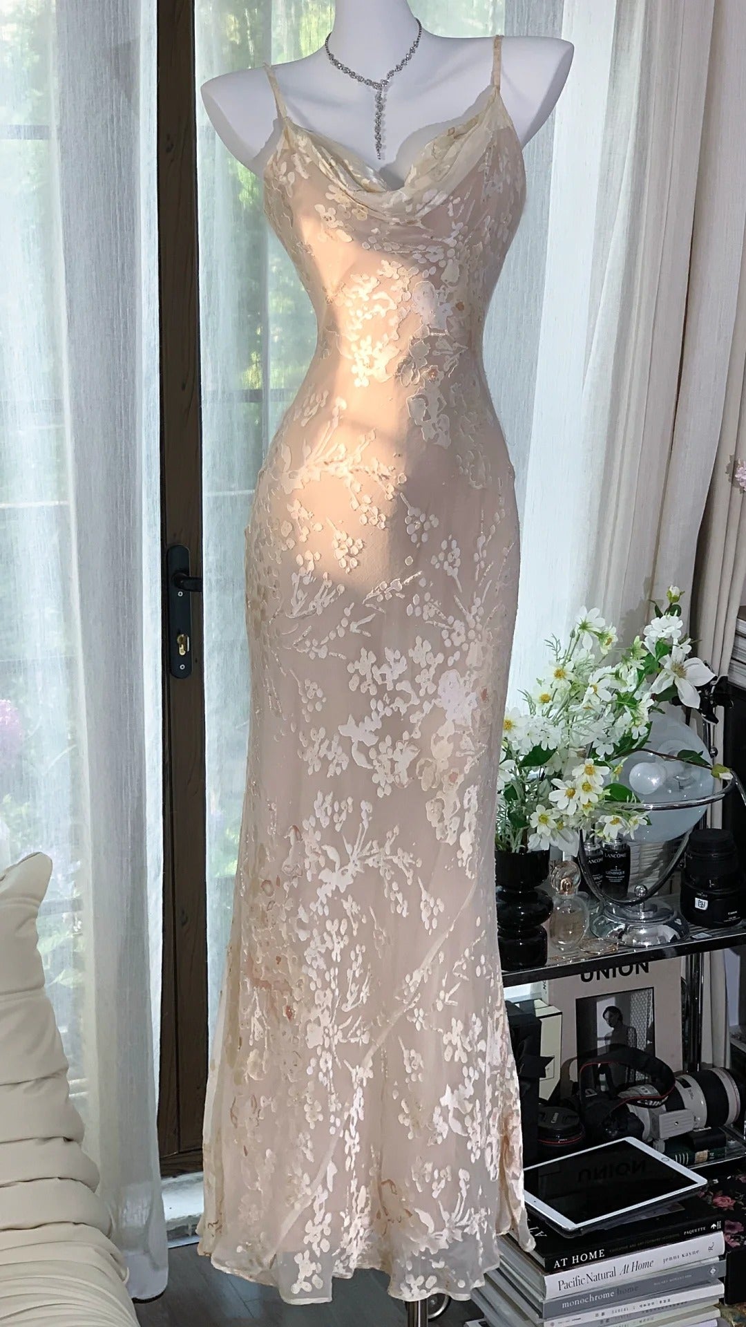 Rosa geblümtes Ballkleid, langes Chiffon-Date-Kleid, Abendkleid, Geburtstagskleid, Hochzeitskleid, Stil, Kernästhetik, gh4530
