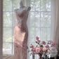 Rosa Zartes Blumen Langes Chiffon Ballkleid Abendkleid Partykleid Geburtstagskleid Date Kleid gh4161