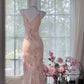 Rosa Zartes Blumen Langes Chiffon Ballkleid Abendkleid Partykleid Geburtstagskleid Date Kleid gh4161