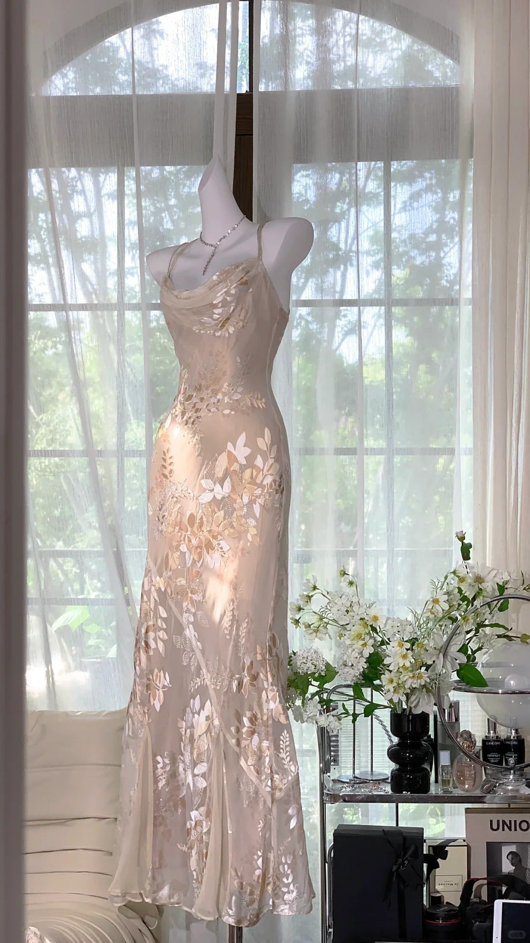 Hellrosa Blumen Elegant Romantisch Lang Chiffon Ballkleid Abendkleid Partykleid gh4402