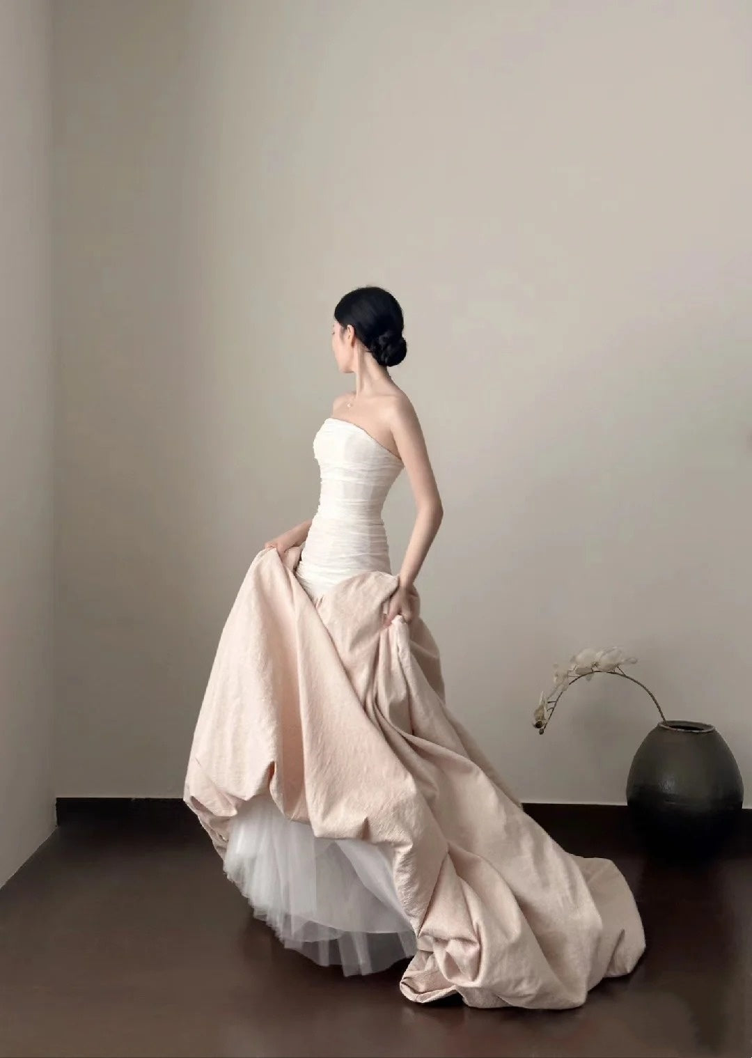 Weiß Rosa Modische Elegante Lange Tüll Ballkleid Abendkleid Partykleid Brautkleid gh4173