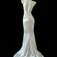 Weißes Meerjungfrau-Kleid, elegant, lang, Satin, Ballkleid, Abendkleid, Partykleid, gh4474
