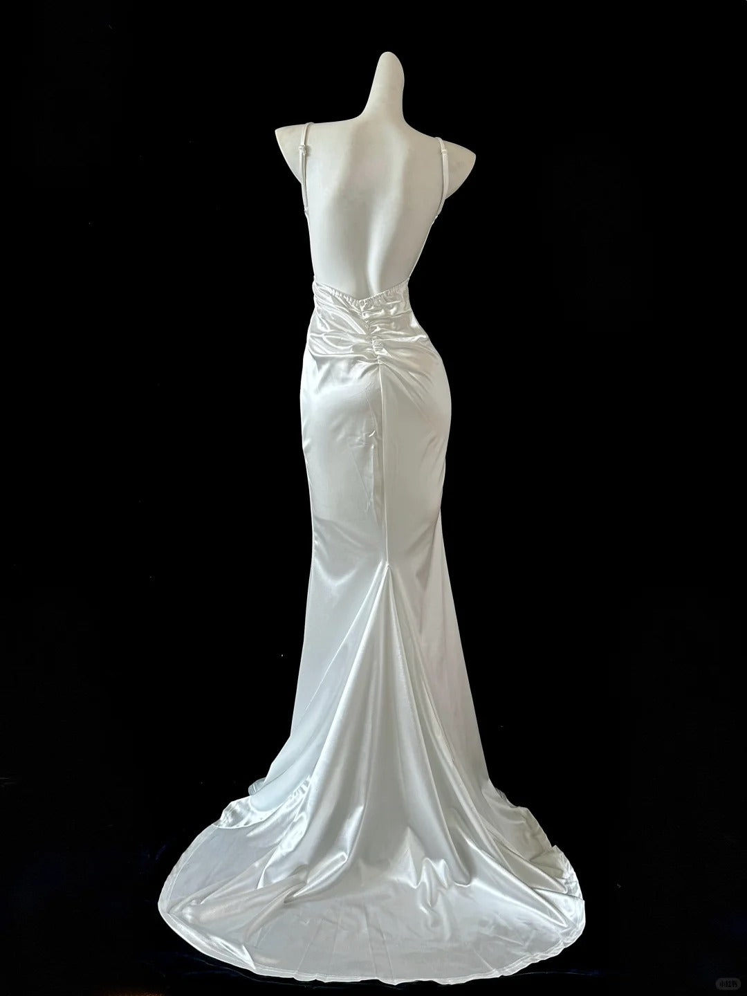 Weißes Meerjungfrau-Kleid, elegant, lang, Satin, Ballkleid, Abendkleid, Partykleid, gh4474