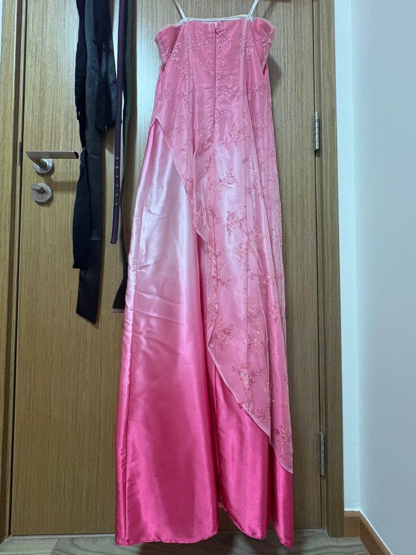 Girlhomeshops--Pink gradient exquisite floral beading fashion long tulle prom dress graduation dress gh5522