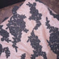 Robe de soirée longue en satin noir champagne avec appliques florales gh4423