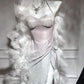 Pink silver shiny fashion modern gradient long satin elegant ball gown evening dress dinner dress gh4731