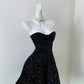 Black Shiny Fashion Short Mini Sequin Homecoming Dress Birthday Party Dress gh3798