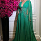 girlhomeshops-Grünes, langärmeliges Abendkleid mit schimmerndem Chiffon und tiefem V-Ausschnitt gh6263