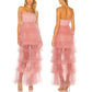 Pink fashion sweet A-line strapless long elegant layered tulle ball gown evening dress party dress gh2818