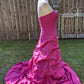 Pink Retro Elegant Tube Top Exquisite Rhinestone Long Ball Gown Evening Dress gh3310