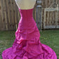 Pink Retro Elegant Tube Top Exquisite Rhinestone Long Ball Gown Evening Dress gh3310