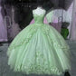 Pink/purple/green sweet lace applique long tulle quinceanera dress prom dress evening dress gh909