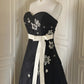 Black and White Elegant Stylish Exquisite Beaded Midi/Short Satin Homecoming Dresses Prom Dresses Evening Dresses Party Dresses Prom Dresses gh3999