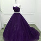 Königsblau/Lila wunderschönes glänzendes, exquisites, mit Perlen besetztes A-Linien-Ballkleid aus langem Tüll, Abendkleid gh3558