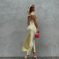 girlhomeshops--Wedding Guest Dress Yellow Stylish Simple Long Satin Prom Dress gh5630
