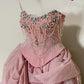 Girlhomeshops - Wunderschönes, funkelndes, elegantes, langes Ballkleid aus Tüll in Rosa, gh5320