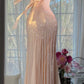 Elegantes, langes, rosafarbenes Tüllkleid mit Schimmer gh7075