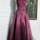 Burgunderrotes, elegantes, glänzendes, mit Perlen besetztes, langes Tüll-Ballkleid, Abendkleid, Partykleid gh3457