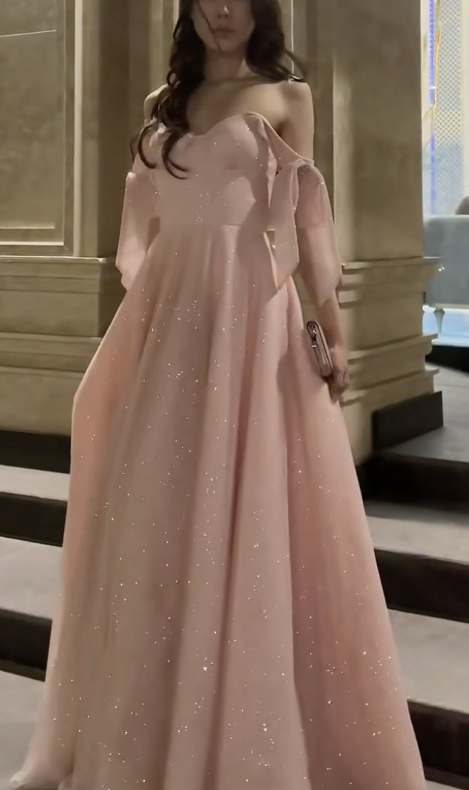 Robe de soirée longue rose brillante et élégante à laçage dans le dos gh6776