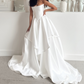 Girlhomeshops-White satin off-the-shoulder long floor-length wedding dress prom dress gh5394