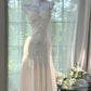 Girlhomeshops-Weißes, perlenbesetztes, elegantes Spaghettiträger-Lang-Chiffon-Ballkleid, Abendkleid, Partykleid, Date-Kleid, gh5082