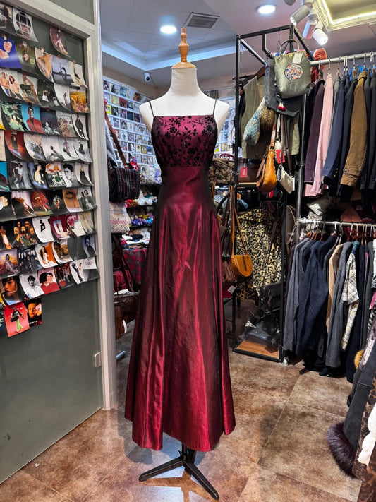 Robe de soirée longue en satin bordeaux, élégante et exquise, robe de soirée d'anniversaire, robe de bal gh4279