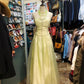 Robe de soirée longue en tulle jaune, élégante et exquise, robe de soirée d'anniversaire, robe de bal gh4282