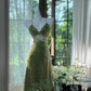 Green vintage beaded short chiffon homecoming dress prom dress evening dress birthday party dress date dress dance dress gh4680