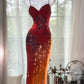 Burgunderrotes, orangefarbenes Ballkleid mit Blumenmuster, lang, Chiffon, für Verabredungen, Abendkleid, Geburtstagskleid, Hochzeitskleid, gh4532