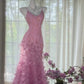 Vintage rosa und lila Meerjungfrau langes schmales Perlen verziertes elegantes Chiffon Homecoming-Kleid Ballkleid Abendkleid Geburtstagspartykleid Date-Kleid gh4682