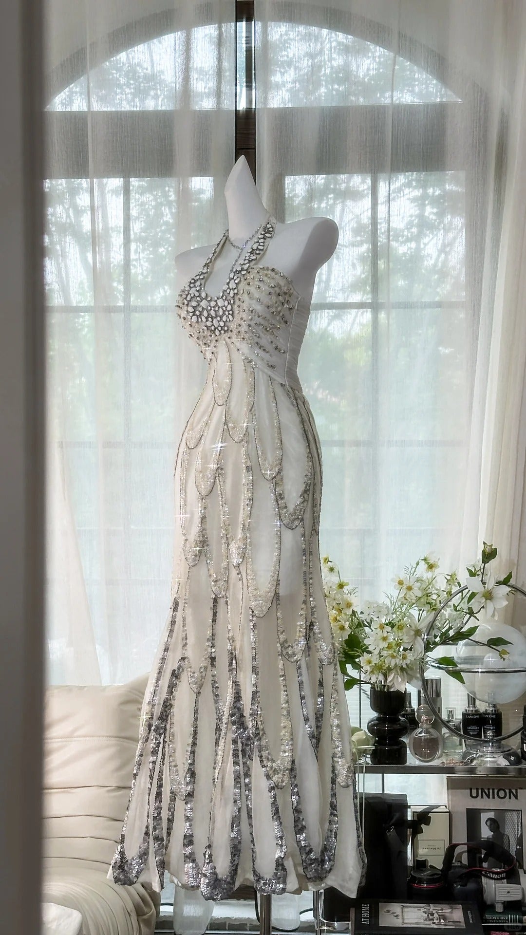 Robe de bal longue en mousseline de soie, robe de soirée, robe d'anniversaire, robe de mariée, gh4529