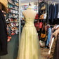Robe de soirée longue en tulle jaune, élégante et exquise, robe de soirée d'anniversaire, robe de bal gh4282