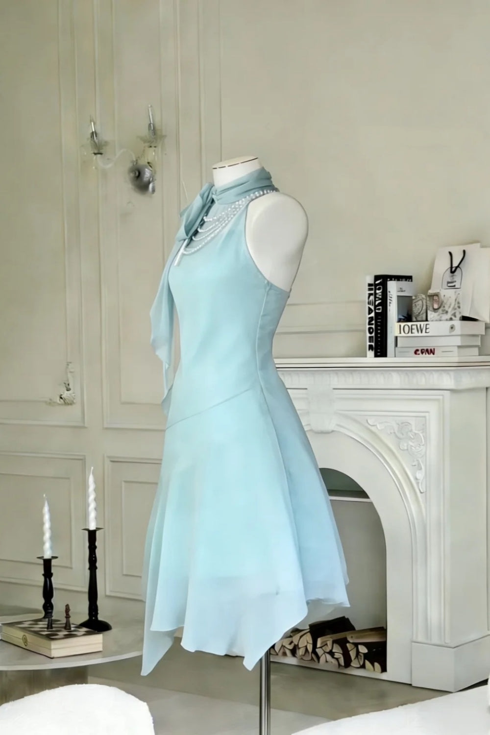 Blue Retro Elegant And Cute Short Back-To-School Dress gh7108