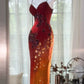 Burgunderrotes, orangefarbenes Ballkleid mit Blumenmuster, lang, Chiffon, für Verabredungen, Abendkleid, Geburtstagskleid, Hochzeitskleid, gh4532