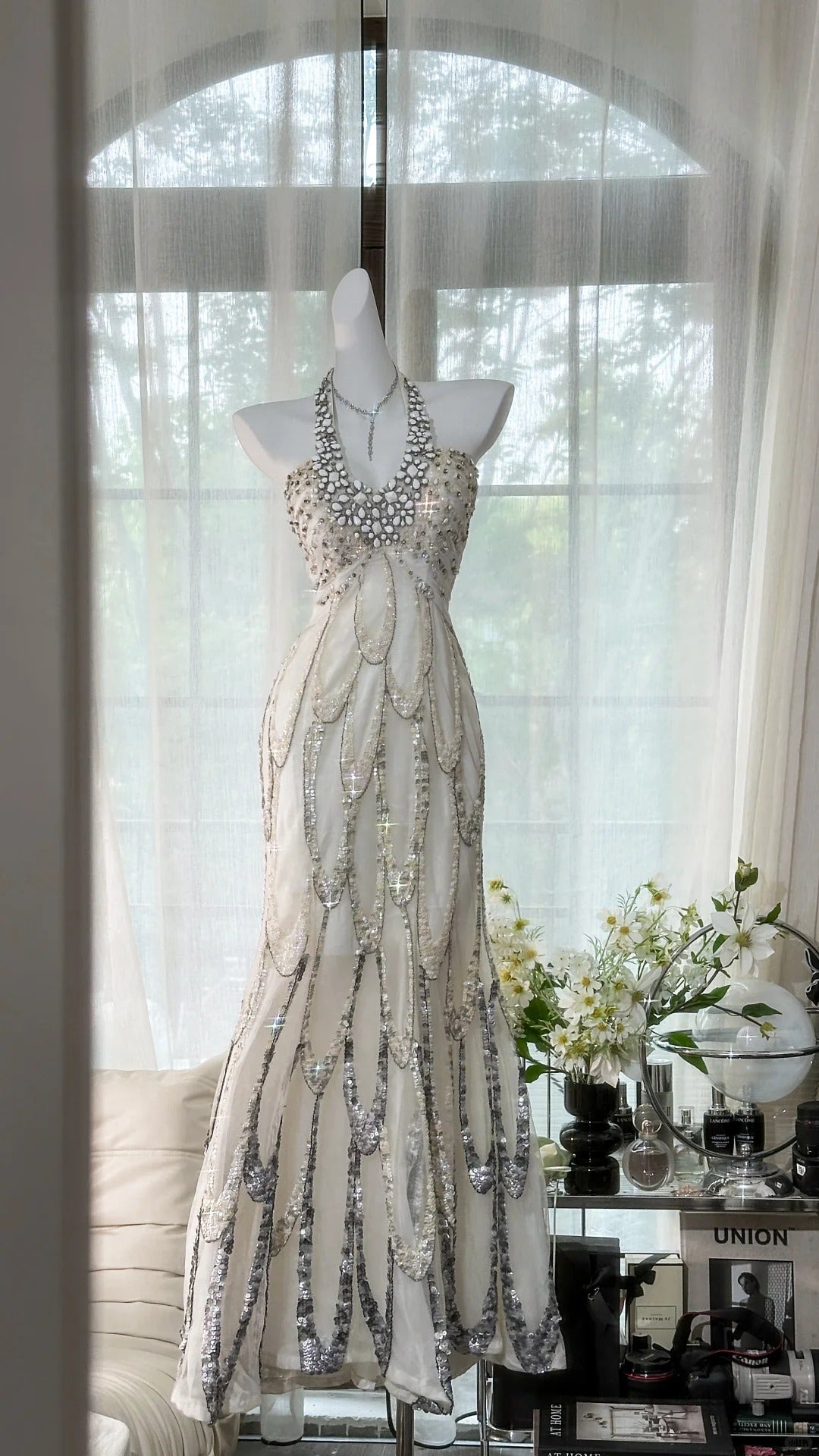 Robe de bal longue en mousseline de soie, robe de soirée, robe d'anniversaire, robe de mariée, gh4529