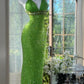 ✨Girlhomeshops-Robe de soirée longue en mousseline de soie, verte, brillante et exquise, magnifique, gh4988