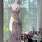 Robe de soirée longue en mousseline de soie à fleurs violettes, style vintage, avec perles, gh4820