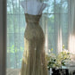 Vintage, langes, elegantes Chiffonkleid mit Perlenstickerei, ideal für Homecoming, Ball, Abendveranstaltungen, Geburtstagsfeiern, Dates oder Abschlussbälle (gh4681).