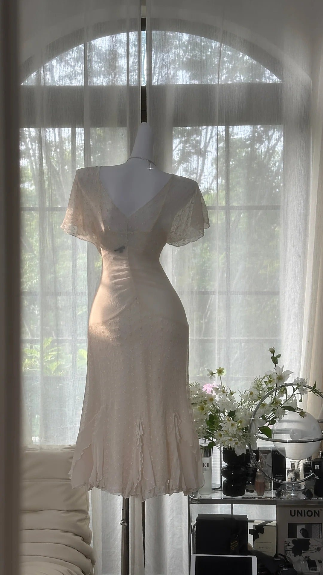Elfenbein Elegantes Kurzes Heimkehrkleid Chiffon Ballkleid Abendkleid Partykleid gh4748