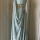 Light Blue Fashionable Elegant Greek Goddess Gown Long Chiffon Floor Length Trailing Ball Gown Evening Gown Party Dress gh4266